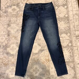 White House Black Market Dark Blue Skinny Jeans with Black Detailing